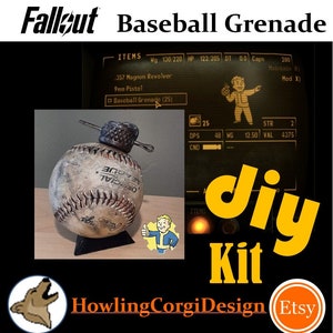DIY Kit!  3x Fallout Baseball Grenades w/ Display Stands