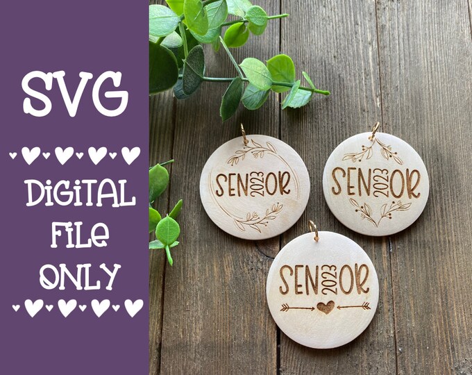 SENIOR 2023 Keychain Wristlet Design SVG Wood Pendant Digital Print ...