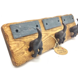 Dog / puppy lead hooks for 3 dogs. Handmade & personalised name plaques and dog tail hooks! Perfect Birthday/ Christmas gift for dog lovers!