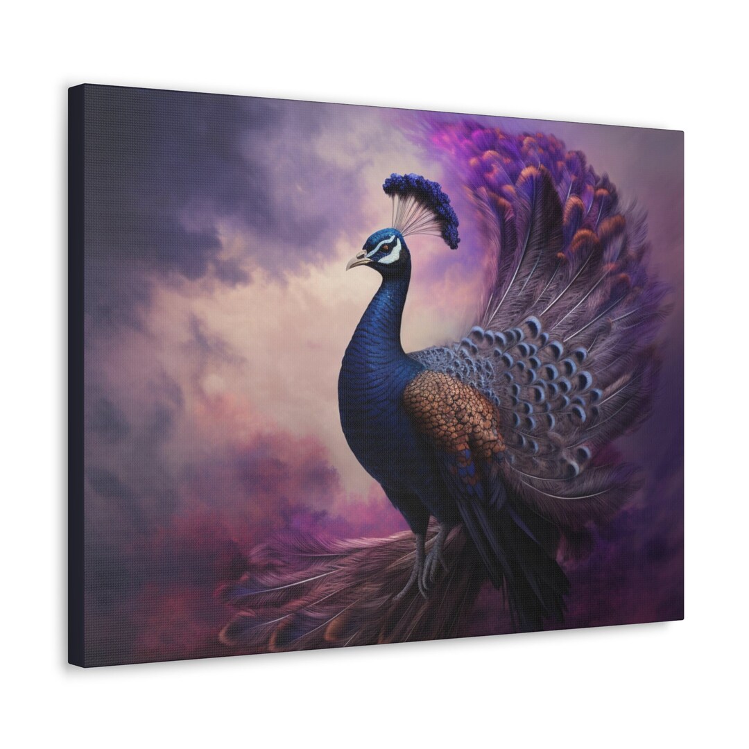 Peacock Wall Art for Business Wall Painting Peacock Canvas for Etsy