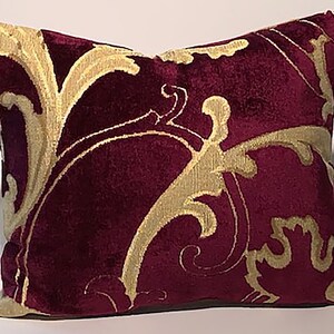 Boudoir Pillow in Designers Guild velvet &quot;Fontage&quot; fabric 10 x 12&quot; -- includes down/feather insert
