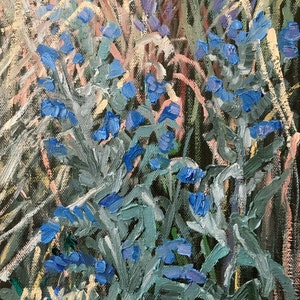 Origineel schilderij, abstracte kunst, landschap floral olieverfschilderij op doek, plein-air schilderen: &quot;In The Grass&quot; 10 &quot;x 8&quot;