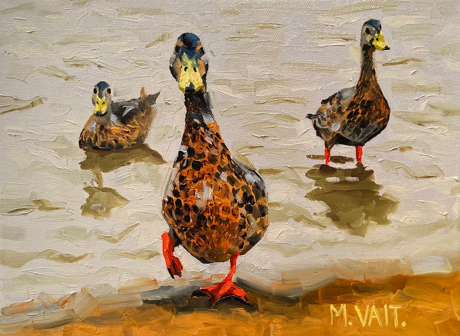 Oil Painting of Ducks Birds Oil Painting Animal Painting Etsy