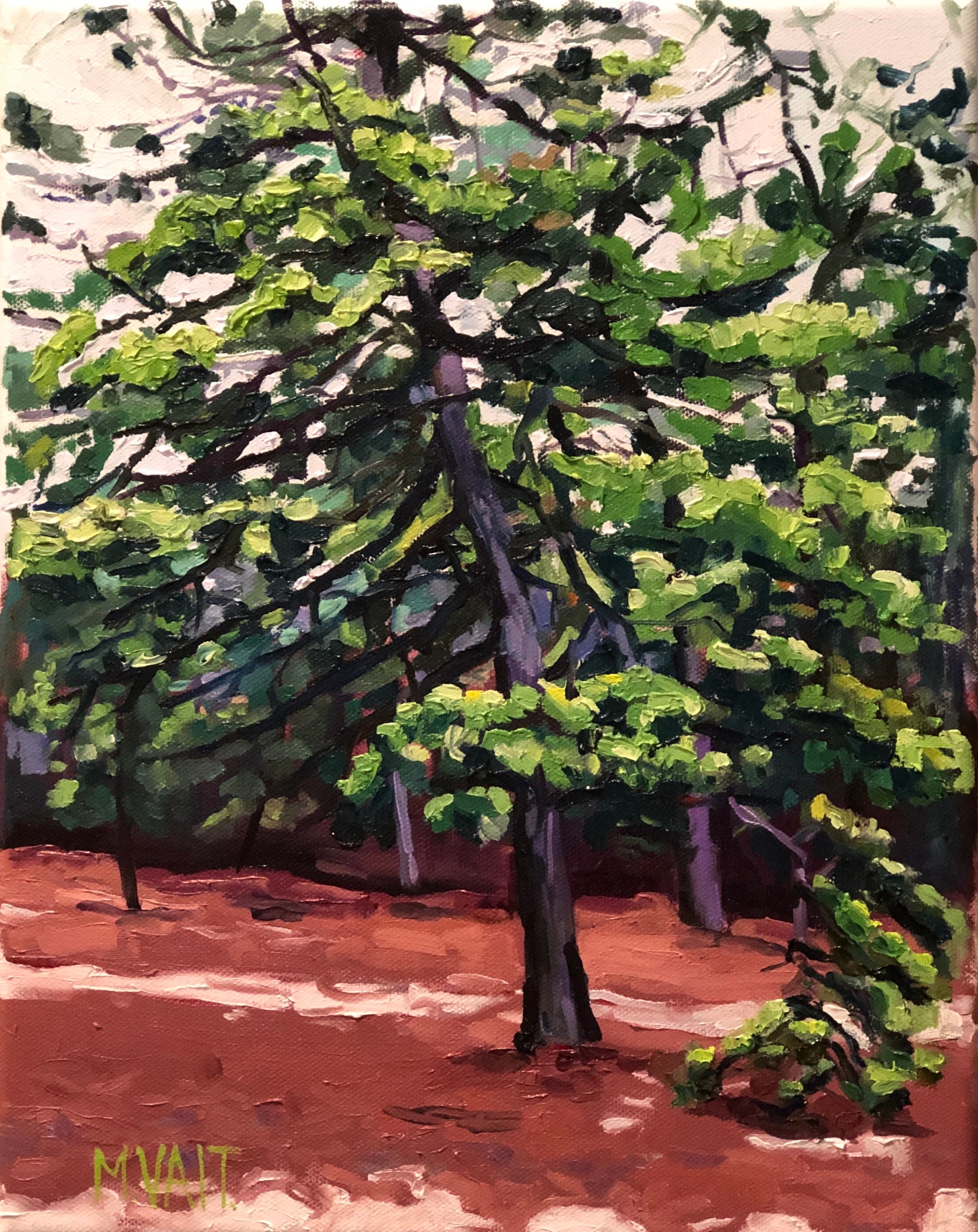 Original Oil Painting of Pine Tree Oil on Canvas Art Green Etsy