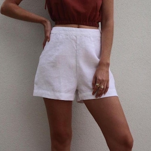 Shorts white linen/summer shorts/linen shorts