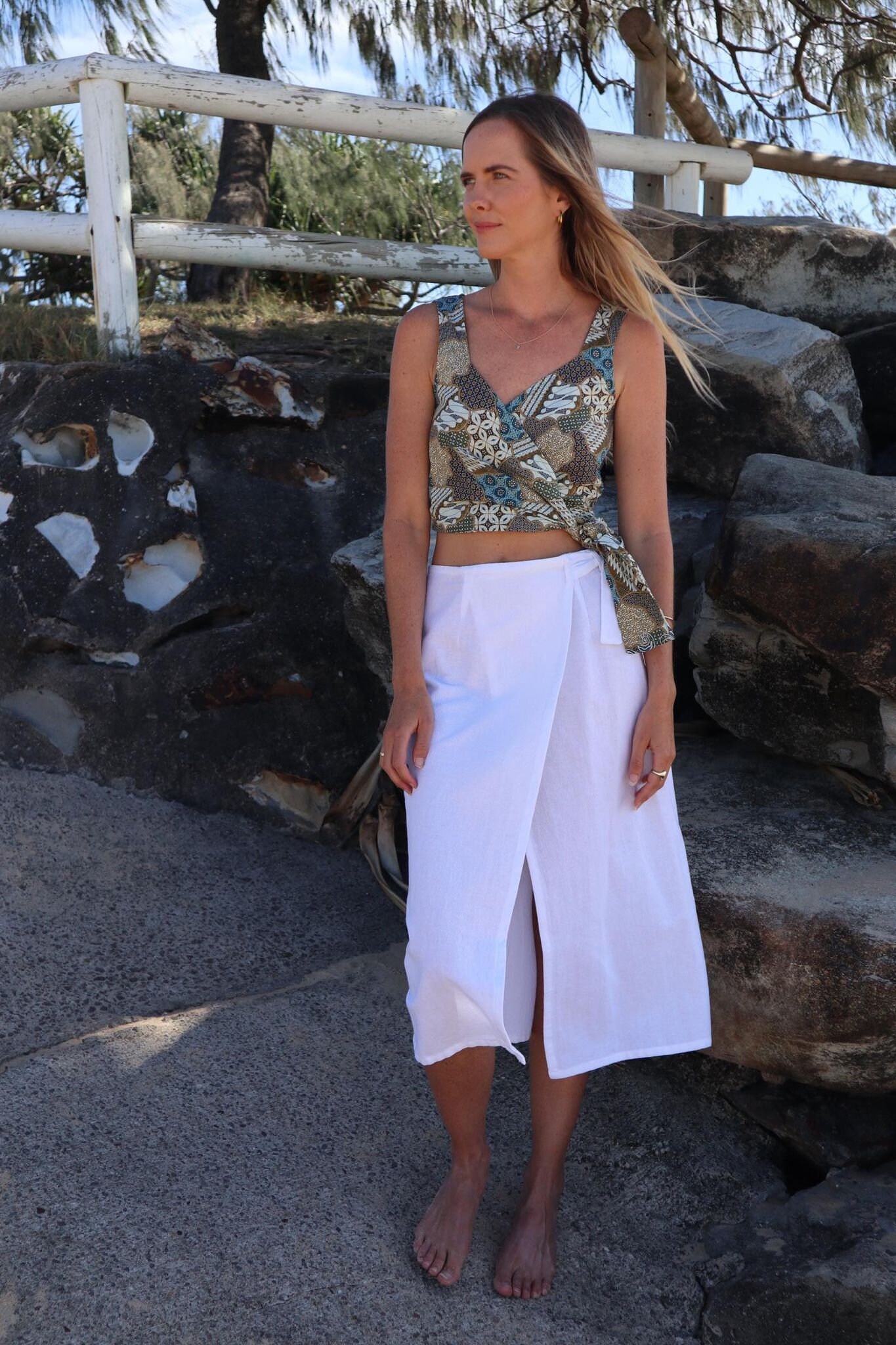 Women's White Wrap Mini Skirt