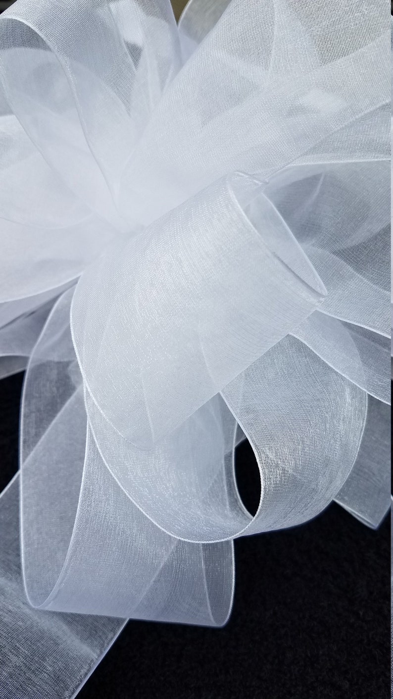 6 Wedding Bows BULK DISCOUNTED PACKAGE of Six 6 White Bows Organza