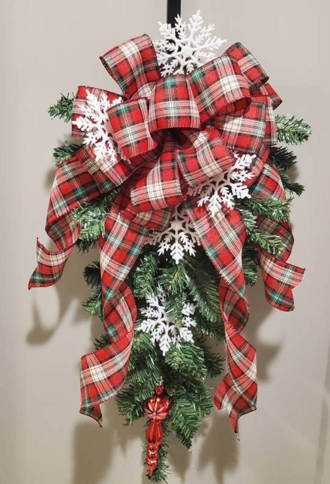 Tartan Plaid Christmas Door Swag Etsy