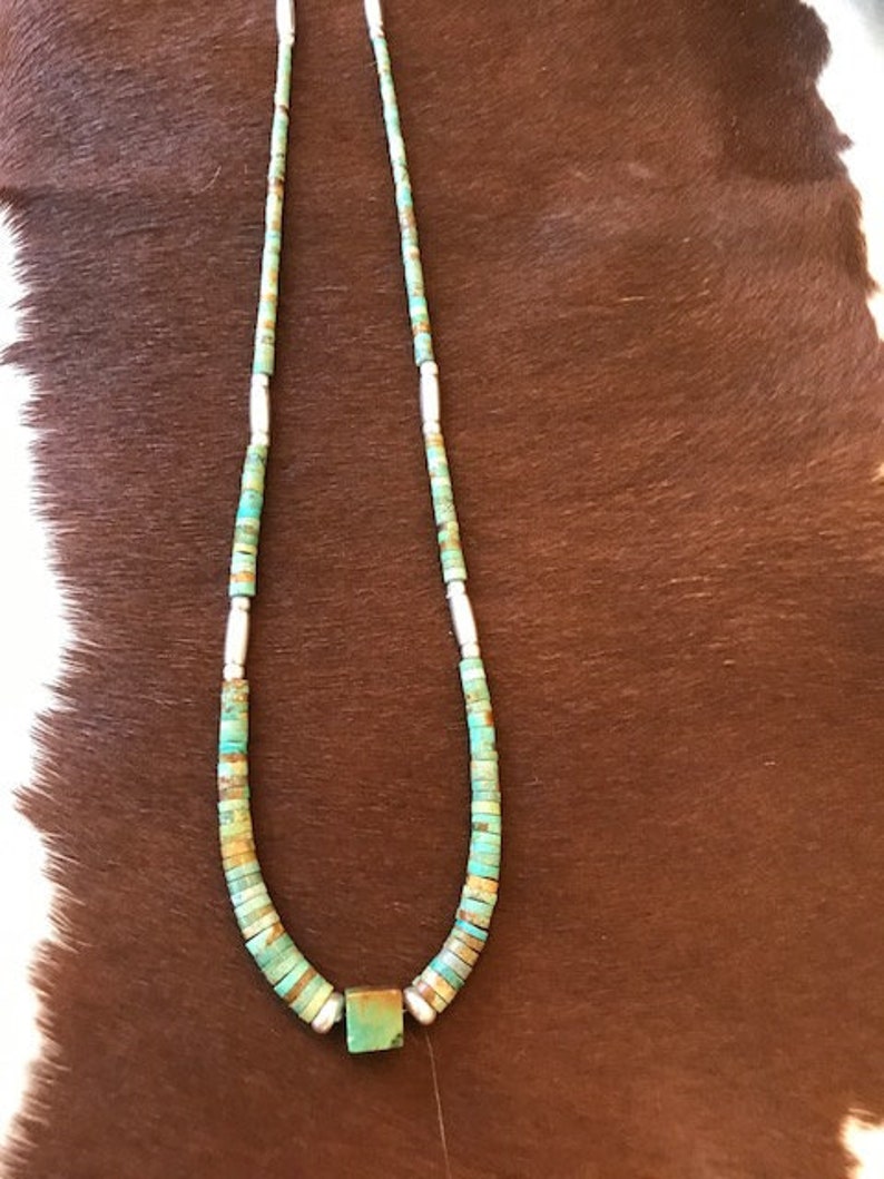 Sterling Silver Turquoise Contemporary Heishi Necklace