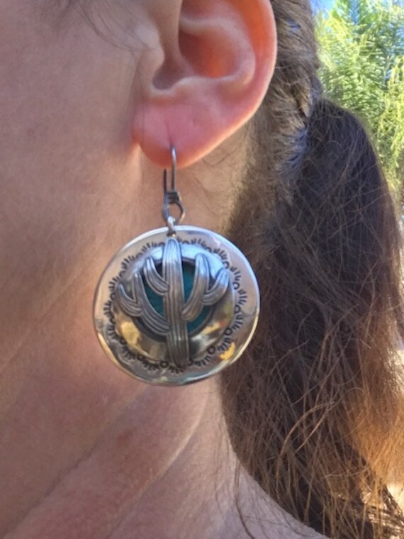 Vintage Sterling Silver and Cactus Earrings