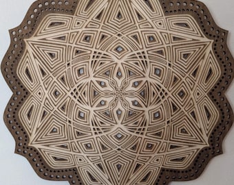 Oryginalna drewniana mandala ścienna Cosmic Seed • Dekoracja z motywem świętej geometrii