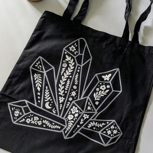 Black Tote Bag with A detailed crystal design