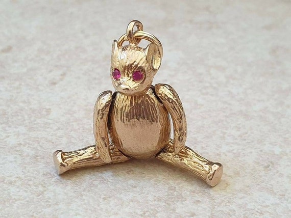 Articulated Teddy Bear Pendant in 9ct Gold