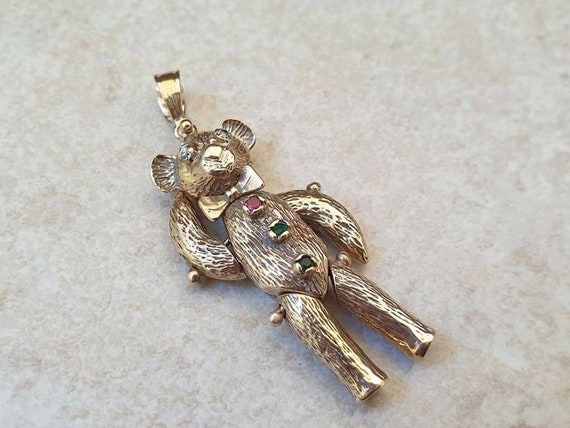 Articulated Teddy Bear Pendant in 9ct Gold