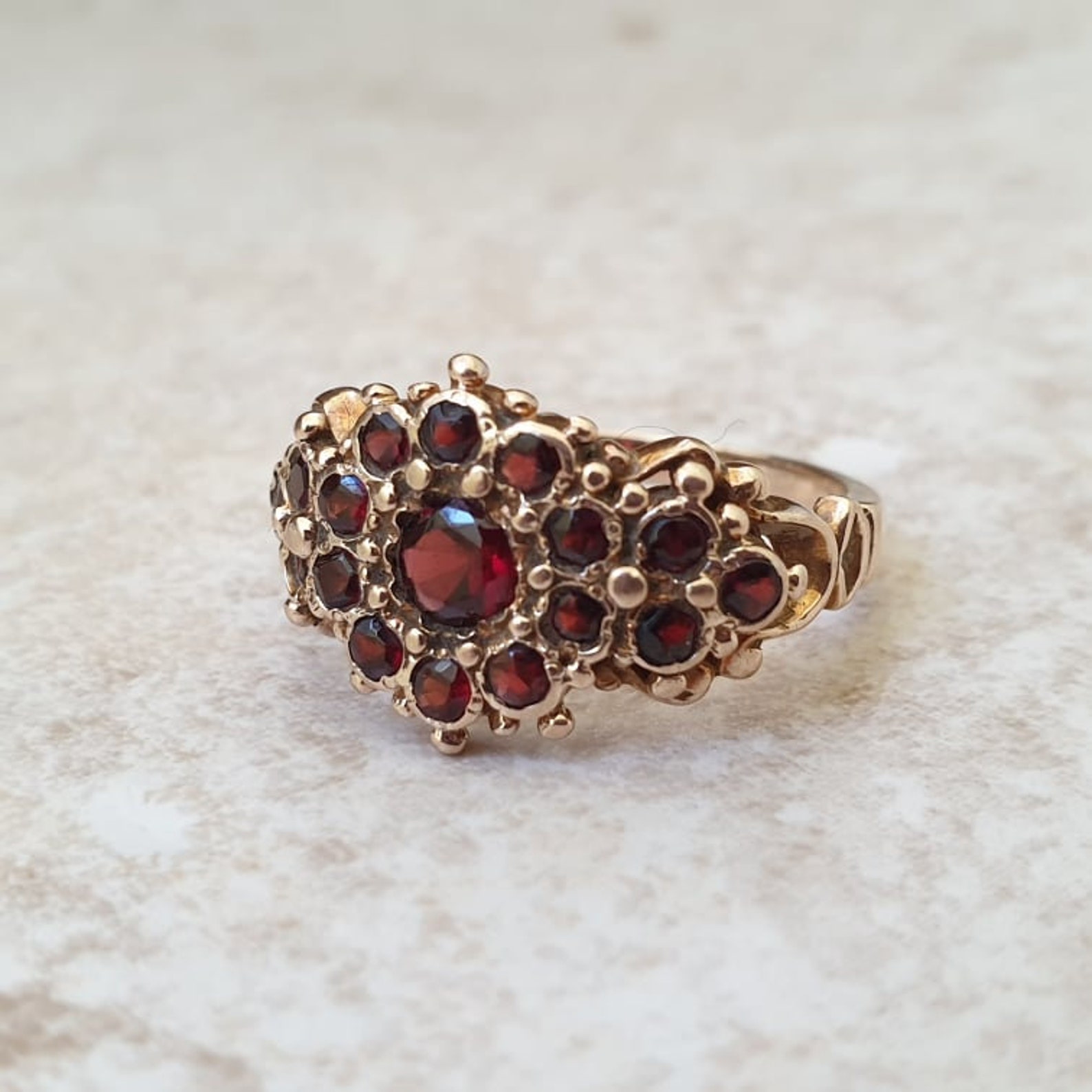 Reserved Ornate Multi Stone Ring in 9ct Gold Etsy