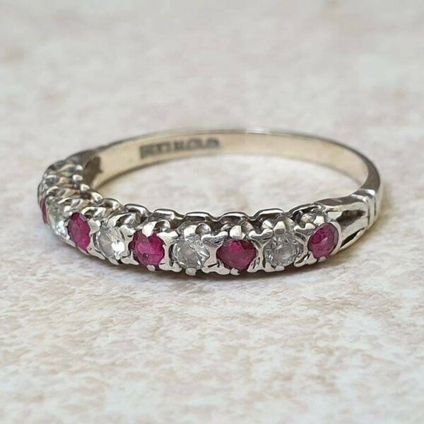 Ruby Stacking Half Eternity Ring in Silver