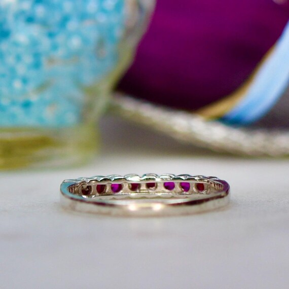 Lab Grown Ruby Stacking Half Eternity Ring in 18c… - image 5