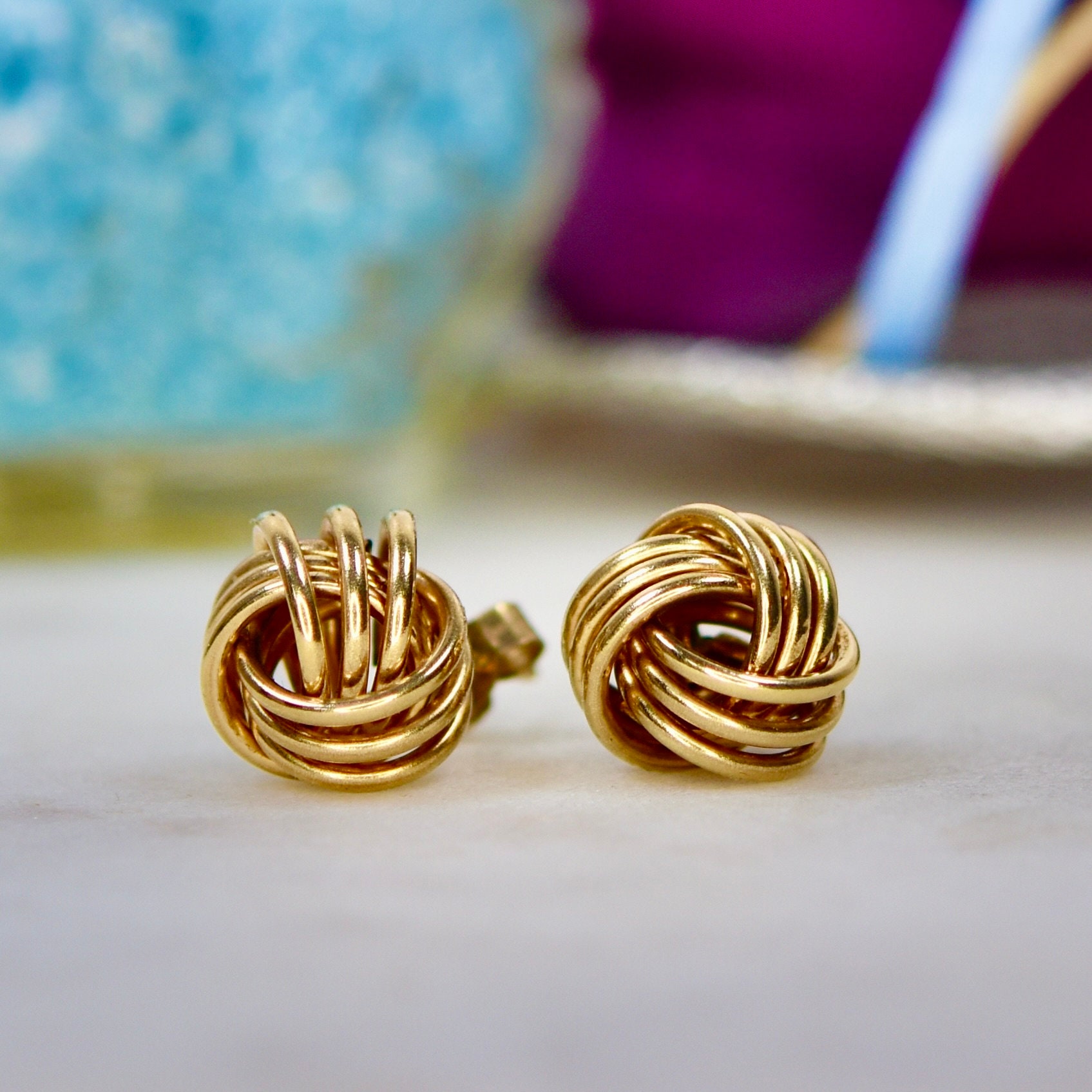 9ct gold hotsell knot stud earrings