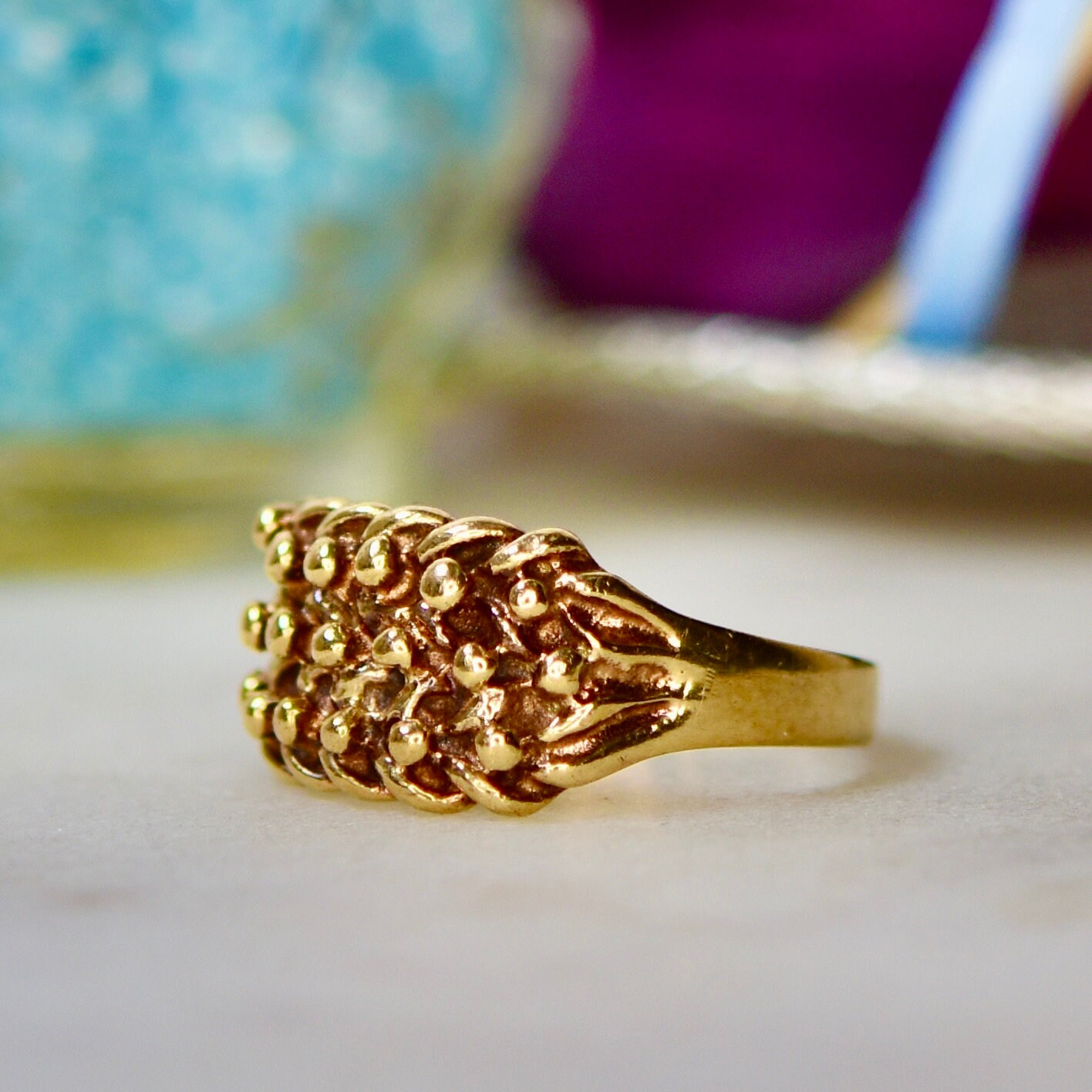 Three Row Keeper Ring in 9ct Gold