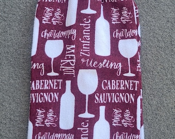 Ręcznik kuchenny: Ręcznik wiszący z szydełkową górą, prezent dla miłośnika wina