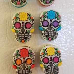 Sugar Skull Magnets, Day of the Dead Magnets, Skull Refrigerator Magnets, Fun Halloween Magnets, Fun Office Magnets, Halloween Magnets