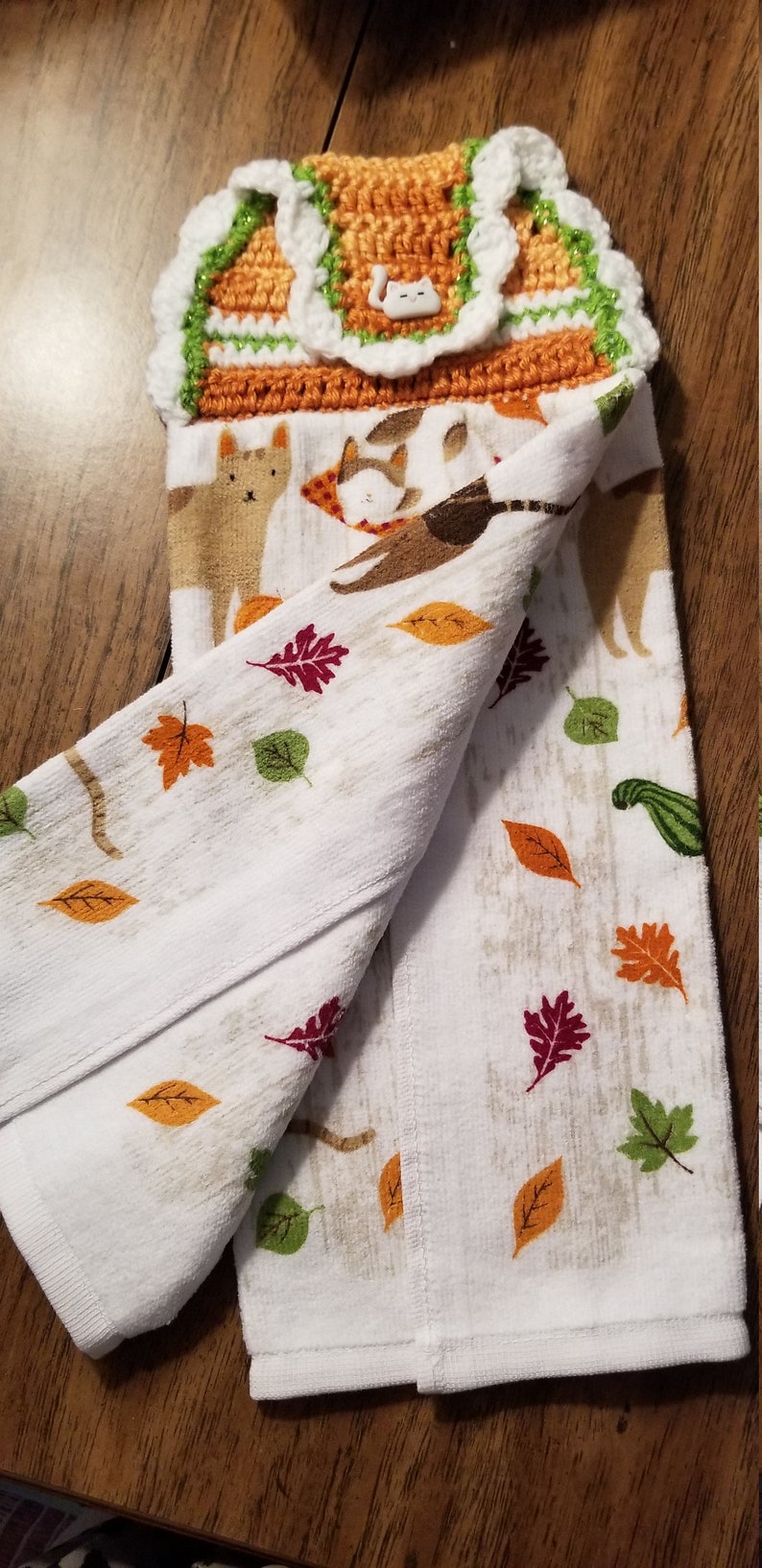 Hand Towel Fall Hanging Towel Autumn Hand Towel with Crochet Etsy