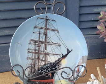 Vintage Villeroy & Boch Collectible Porcelain Plate: Four-Masted Sailing Ship PAMIR
