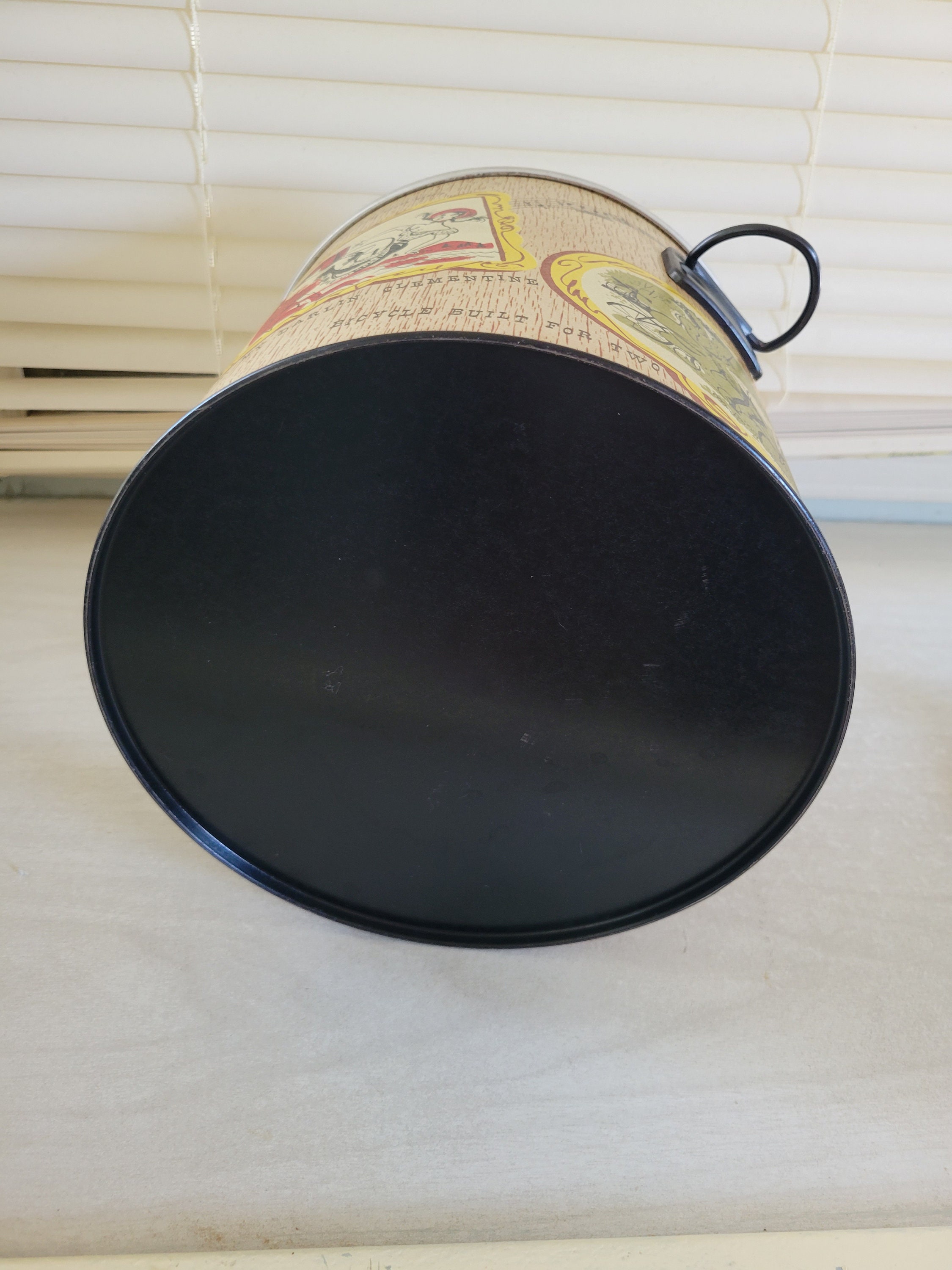 Vintage Insulated Ice Bucket With Aluminum Liner, 1950s Era Folk Song