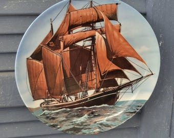 Vintage Villeroy & Boch Collectible Porcelain Plate: Wooden Sailing Ship "Linde" USA