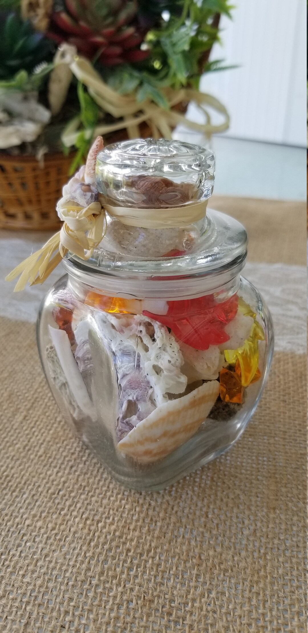 Shell Jars Decor Shell Jar: Autumn Acrylic Leaves, Coastal Fall Decor - Etsy