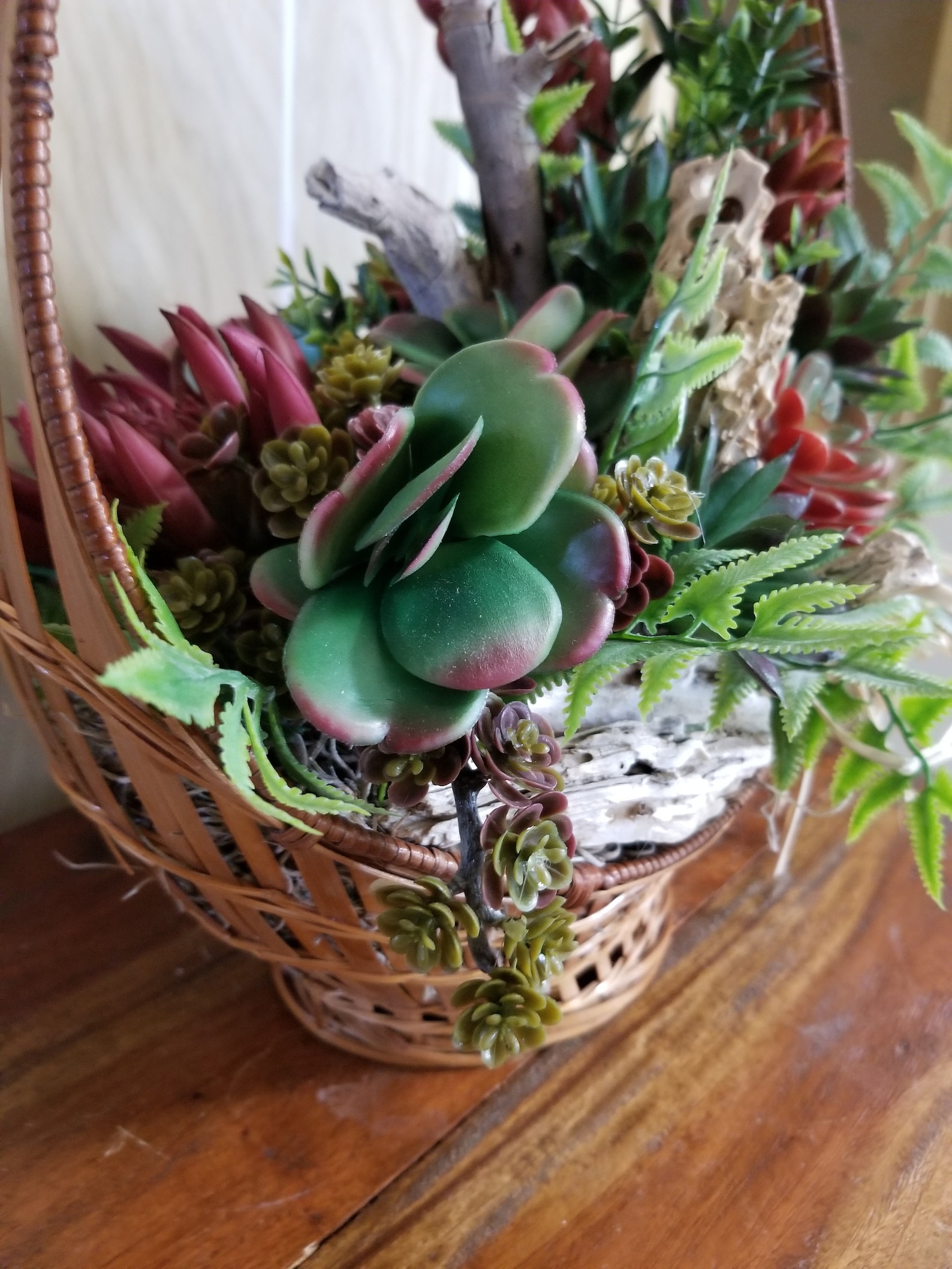 Upcycled Wicker Basket With Succulents Circle Basket of Etsy UK