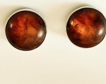 Zilveren, Vintage design Oorclips. Ontworpen door: "NIELS-ERIK-FROM" Denemarken, groot formaat!