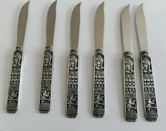 Vintage Konge Tinn Cheese Knife Slicer & Pair Butter Knives 3 pcs 