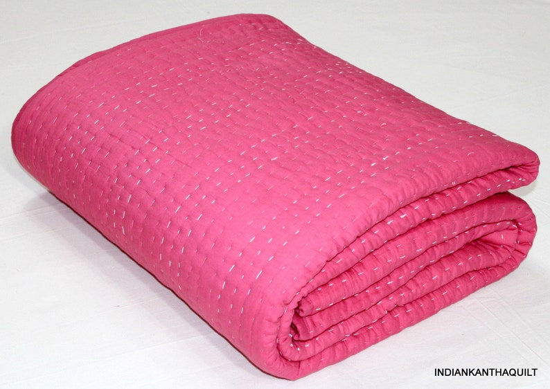 Solid Red Pink Crib Bedding Cotton Kantha Quilt India Etsy