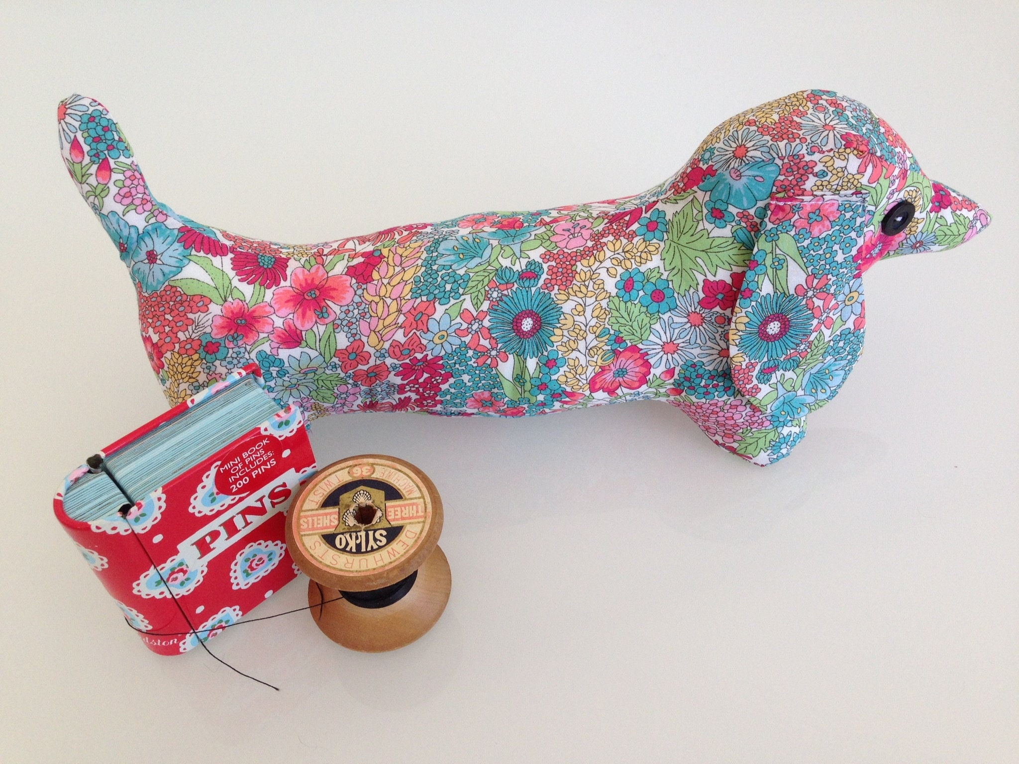 Handmade dachshund sausage dog pin cushion. Liberty print pin Etsy
