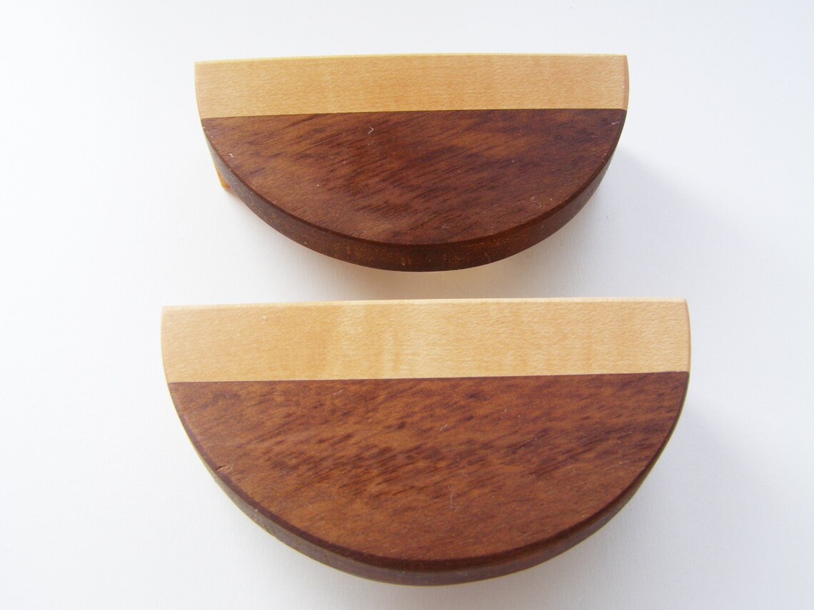 2 cabinet handles in maple and mahogany set of 2 wooden | Etsy