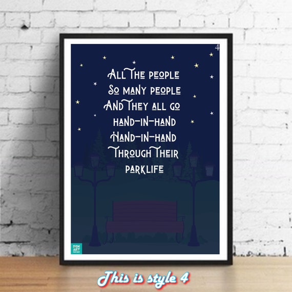 Lyrics Gift Signed Art Parklife Blur Poster Poster Print
