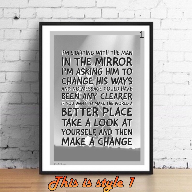 CANVAS PRINT PICTURE READY TO HANG MICHAEL JACKSON SONG QUOTES MAN IN THE MIRROR