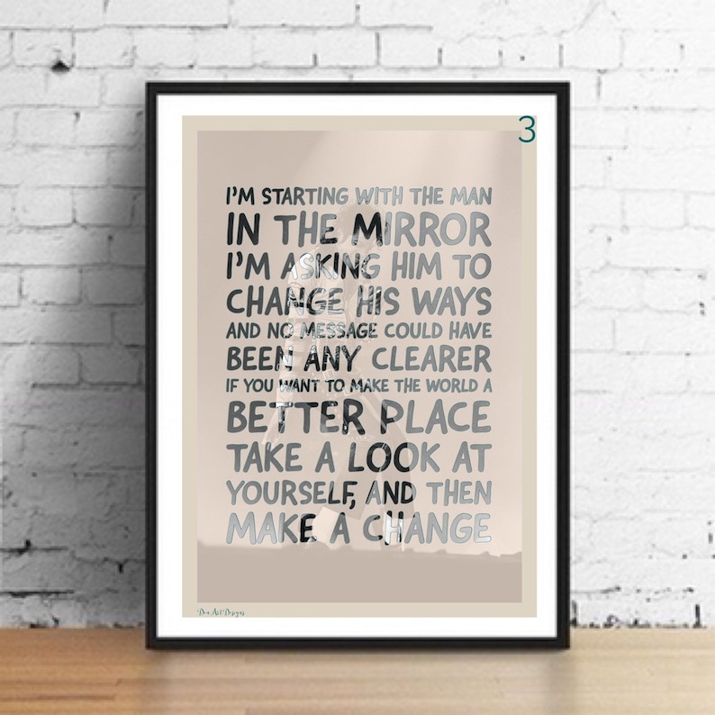 Michael Jackson Inspired Man In The Mirror Lyrics Print. Etsy
