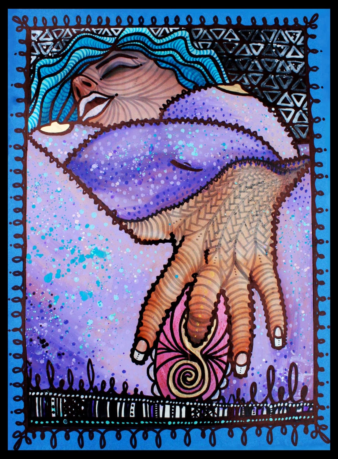 Surreal Erotica Mixed Media Painting Fine Art Print Sensual NSFW oceans