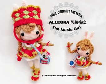 RELAUNCHED : Crochet Doll Pattern / Amigurumi Doll Pattern / PDF Crochet Doll Pattern / Instant Download - Allegra, The Happy Italian Girl