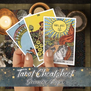 Tarot Card Cheat Sheets for Beginners Grimoire Pages