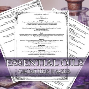 Cheatsheets essentiële oliën voor beginners Grimoirepagina's