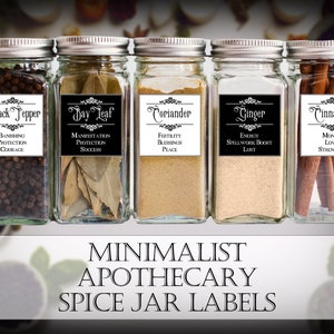 Minimalist Old-Fashioned Antique Apothecary Spice Jar Labels with Correspondences
