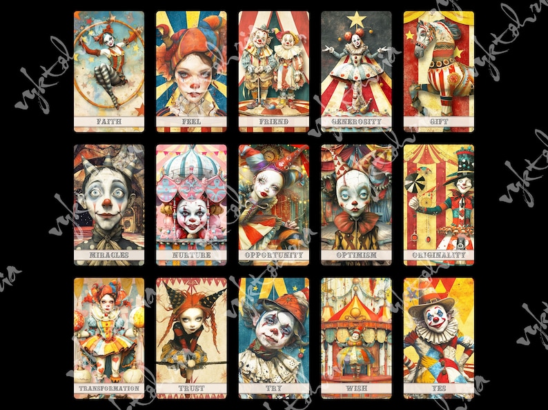 Quirky Circus Oracle Deck: Whimsical Tarot Card Supplement - Etsy