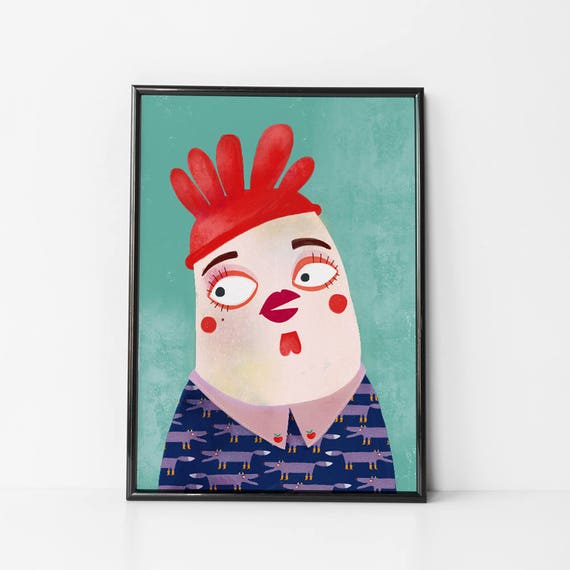 chiken print hipster poster kitchen printwall art hipster | etsy