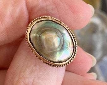 Amazing Antique Abalone Blister Pearl Victorian Ring