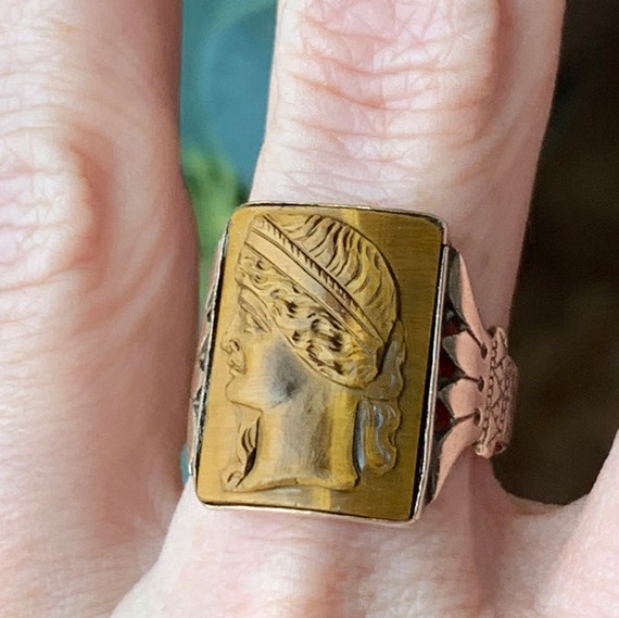 Mens tiger eye cameo ring clearance