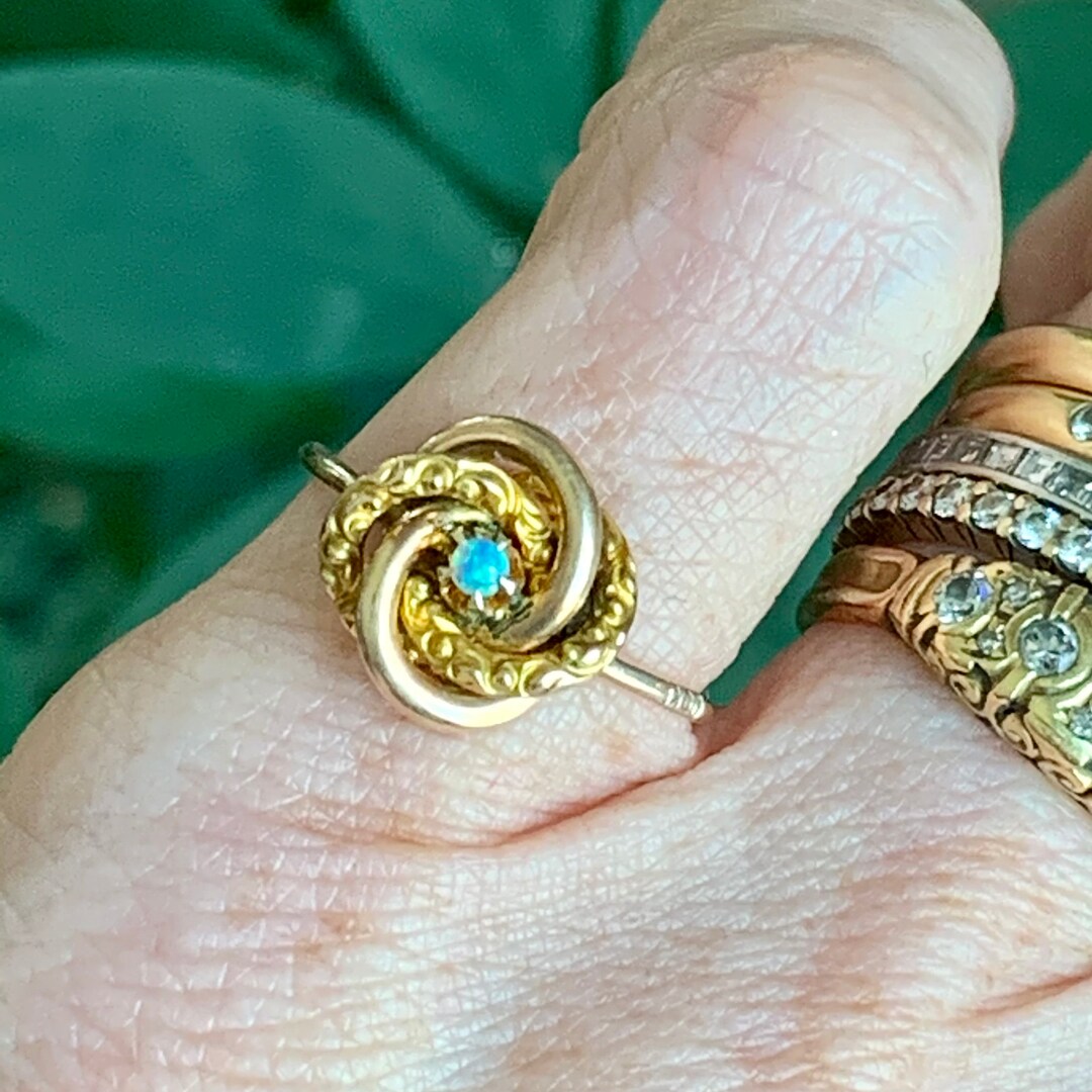 Wonderful Antique Vintage Victorian Love Knot With Opal Ring Etsy