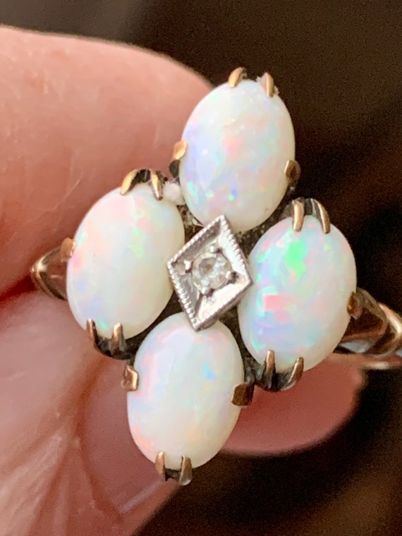 Gorgeous Antique Art Deco Opal and Diamond Statem… - image 3